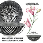 Bild in der Galerie öffnen: Geometrisches HISHI Muster mit radialer Tiefenwirkung in Schwarz Weiß