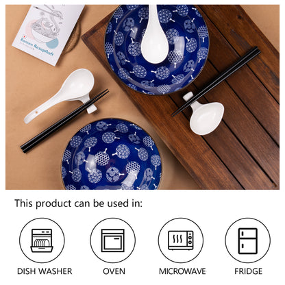 Urban Lifestyle Ramen Schüssel Dinner Set Keramik 8 Stück (Blau&weiß)