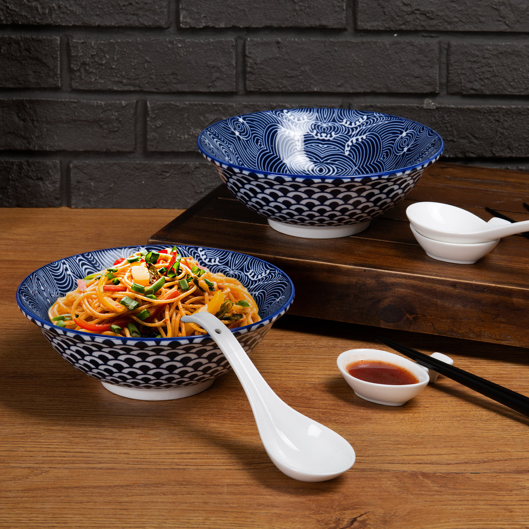 Japanisch Style Ramen Schüssel Set mit Löffel Stäpchen Dip Schalen 