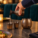 Bild in der Galerie öffnen: Sake aus der Keramikkaraffe im Restaurant einschenken