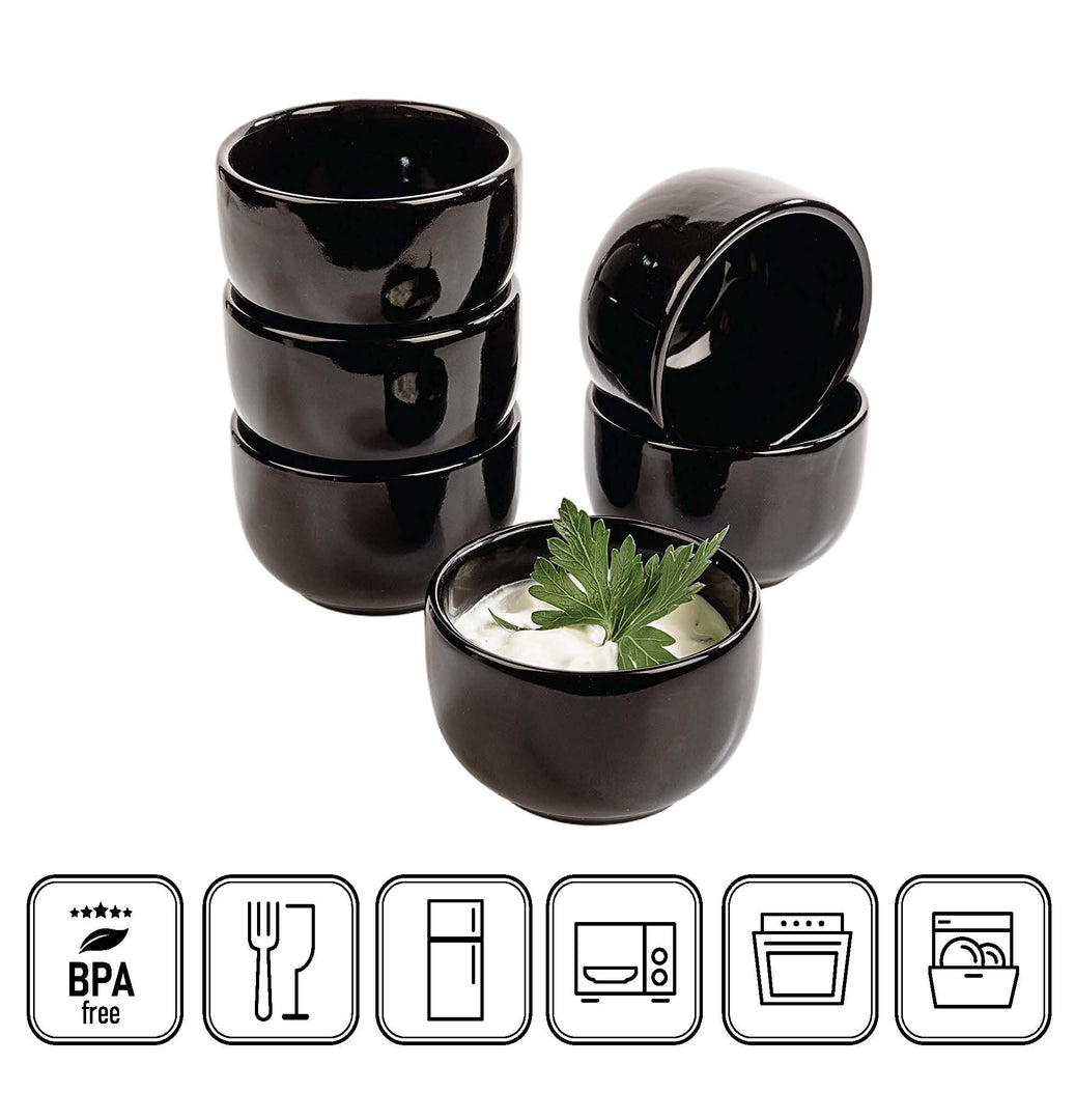 Kuro Dipschalen Set schwarz - runde Saucenschälchen Steinzeug