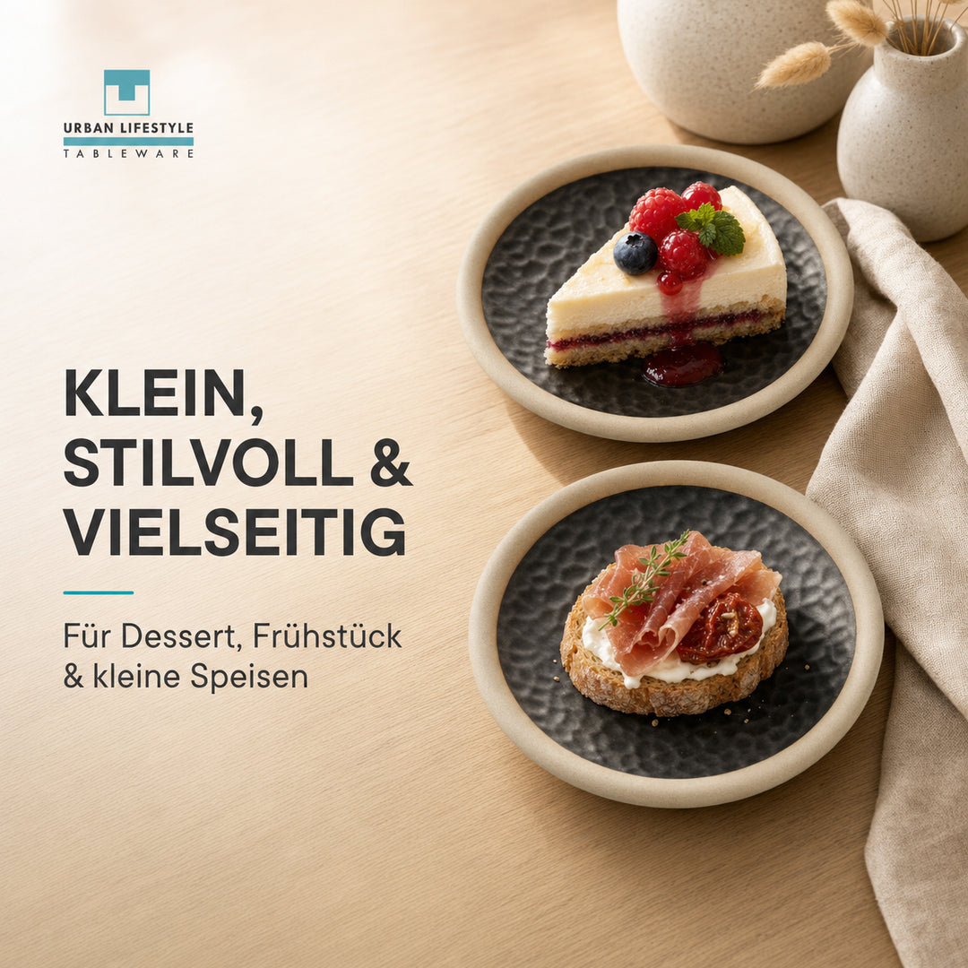 Dessertteller Sand Steinzeug – Draufsicht von oben