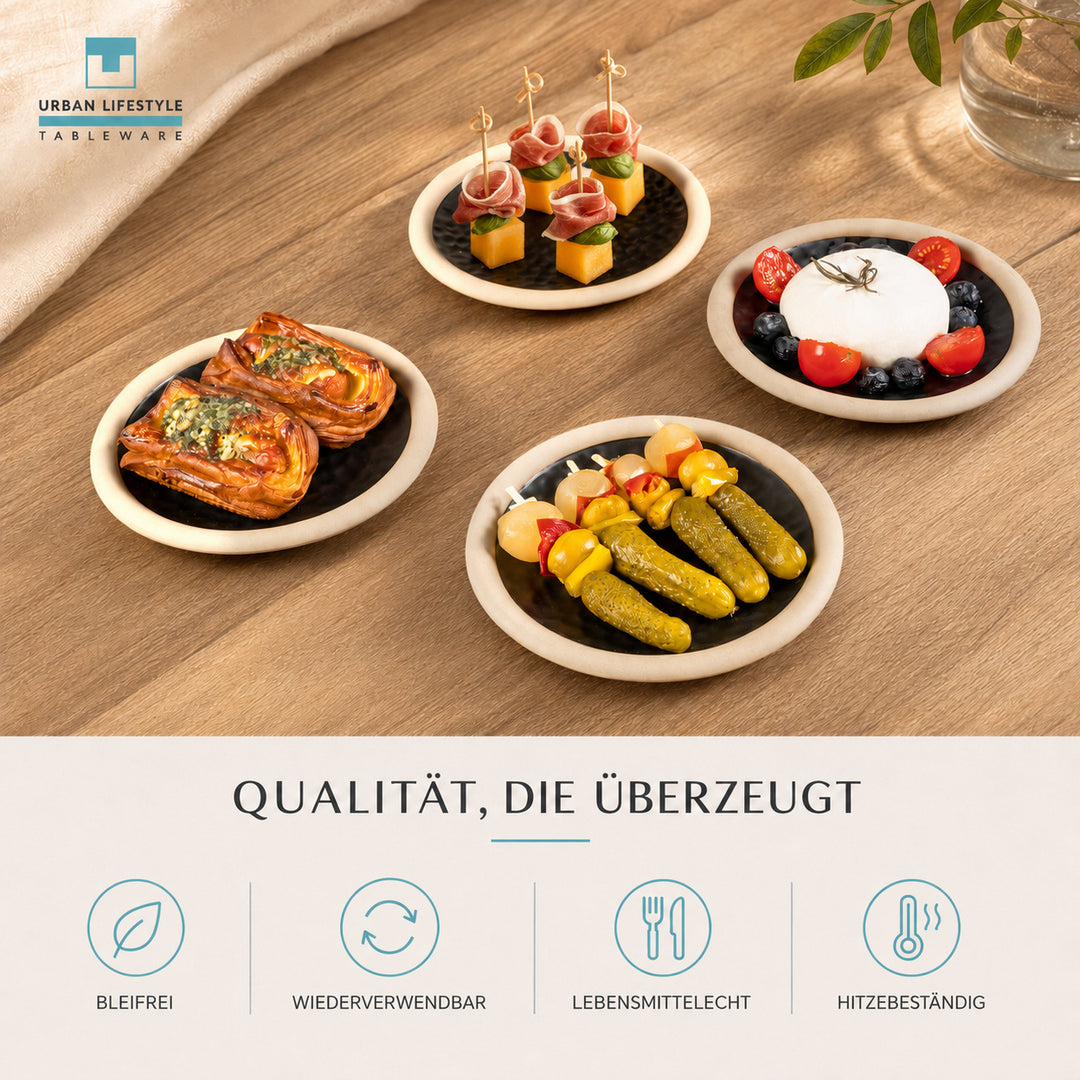 Dessertteller Sand & Anthrazit Steinzeug – spülmaschinenfest stapelbar