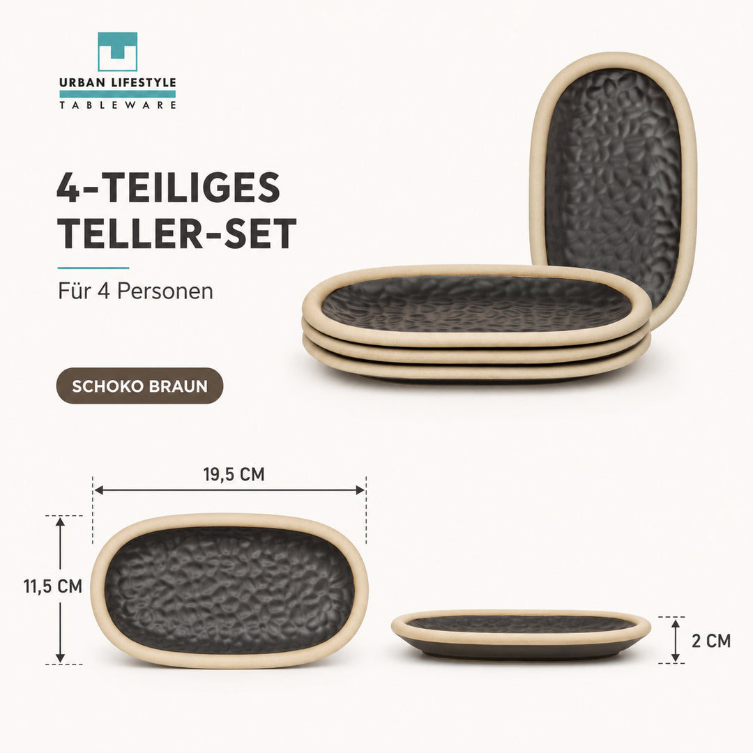URBAN LIFESTYLE Mezze Teller oval schoko-braun Steinzeug 30 cm – Hauptbild