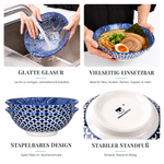Bild in der Galerie öffnen: Ramen-Schüssel-Set Seigaiha – Porzellan, 20 cm, 2er-Set