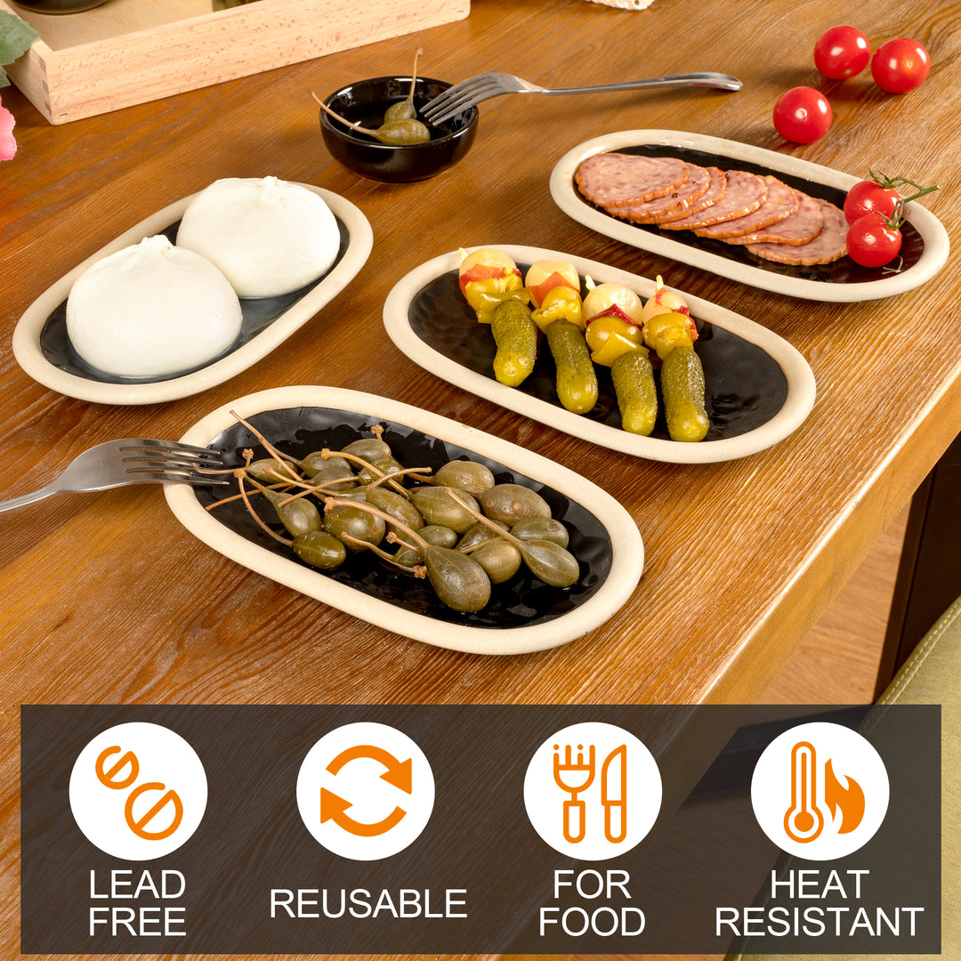 Urban Lifestyle Mezze Teller 4 Stück aus Steinzeug (Schoko Braun)