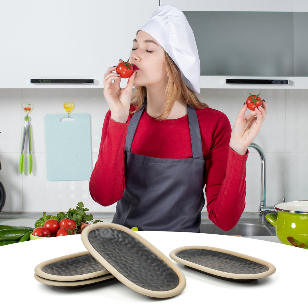 Urban Lifestyle Mezze Teller 4 Stück aus Steinzeug (Schoko Braun)