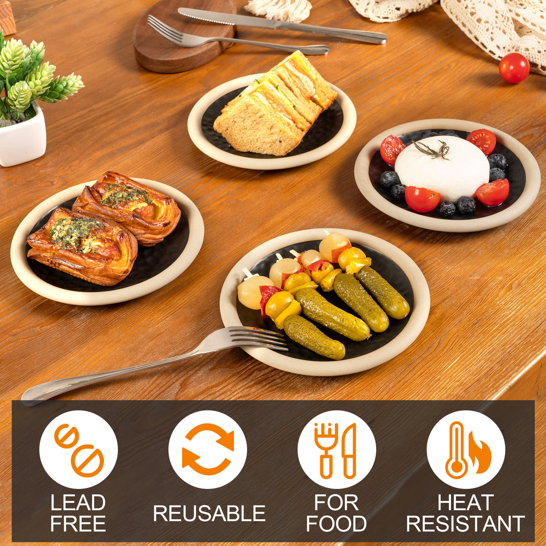 Steinzeug Mezze Teller braun - rustikales Design