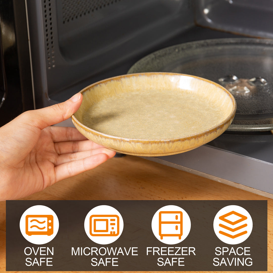 Urban Lifestyle Mezze Teller aus Steinzeug 4 Stück Vorspeisen Teller (Bunt)