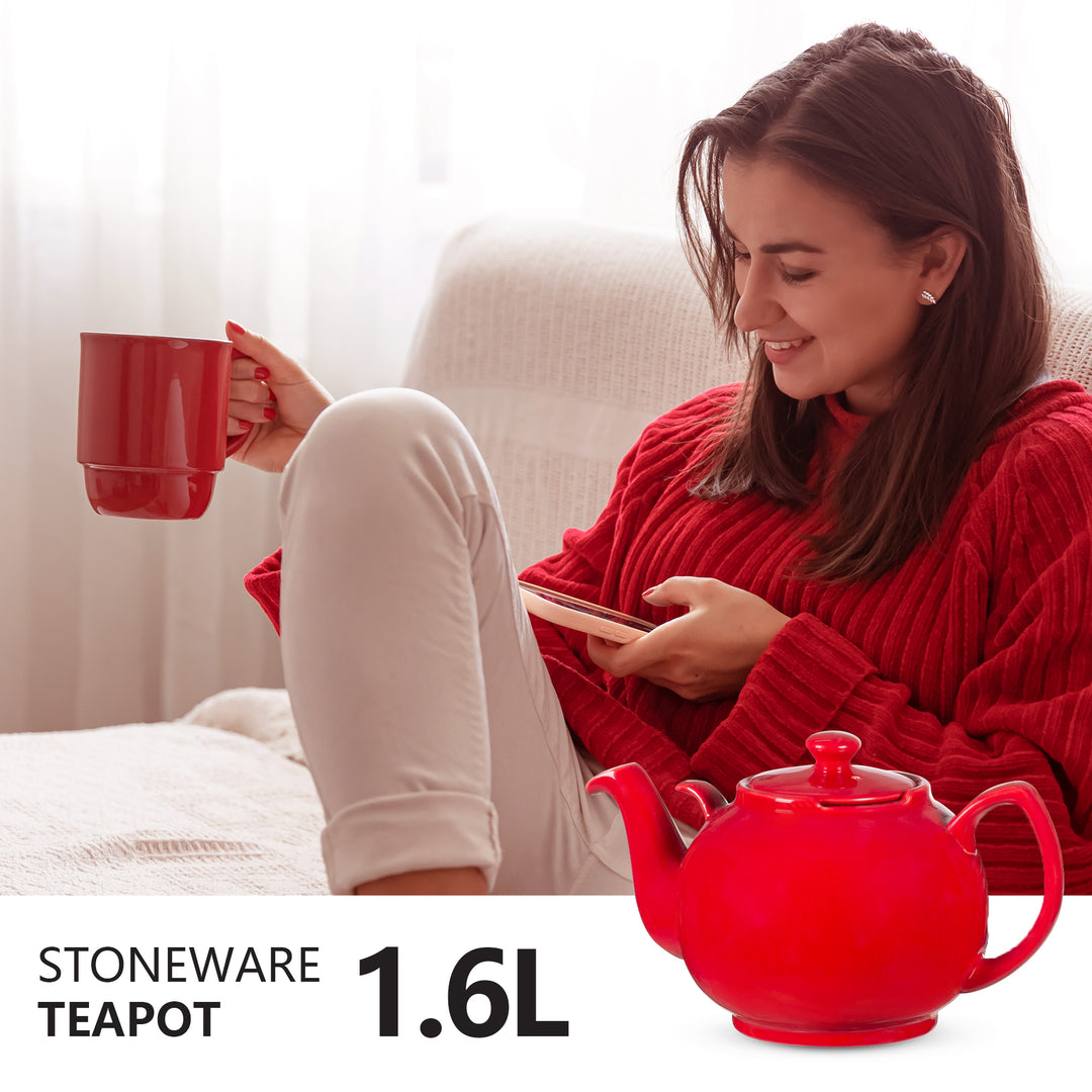 Teekanne mit Sieb in Rot in brauner Geschenkbox von Urban Lifestyle