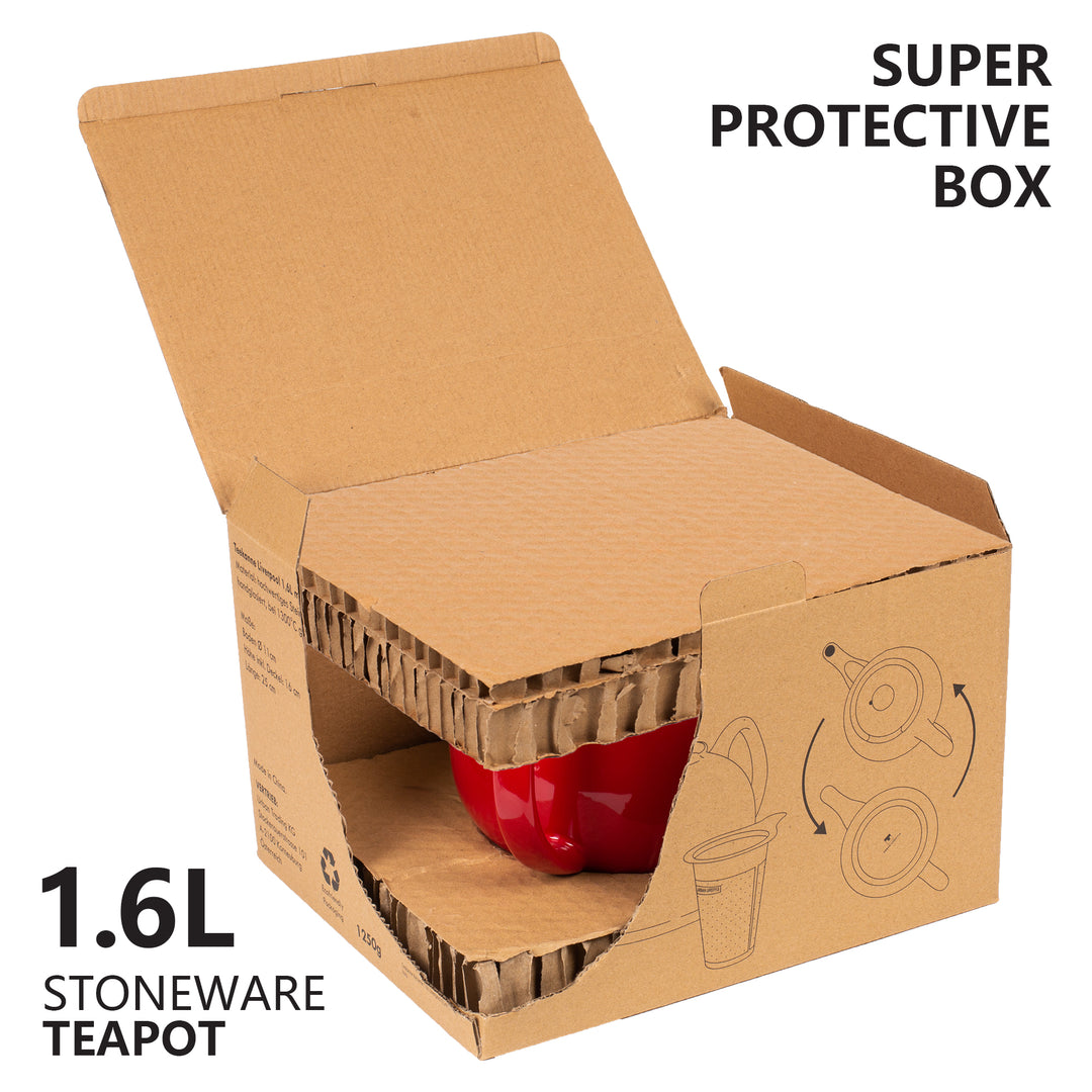 Teekanne Liverpool 1,6L rot - mit herausnehmbarem Teesieb