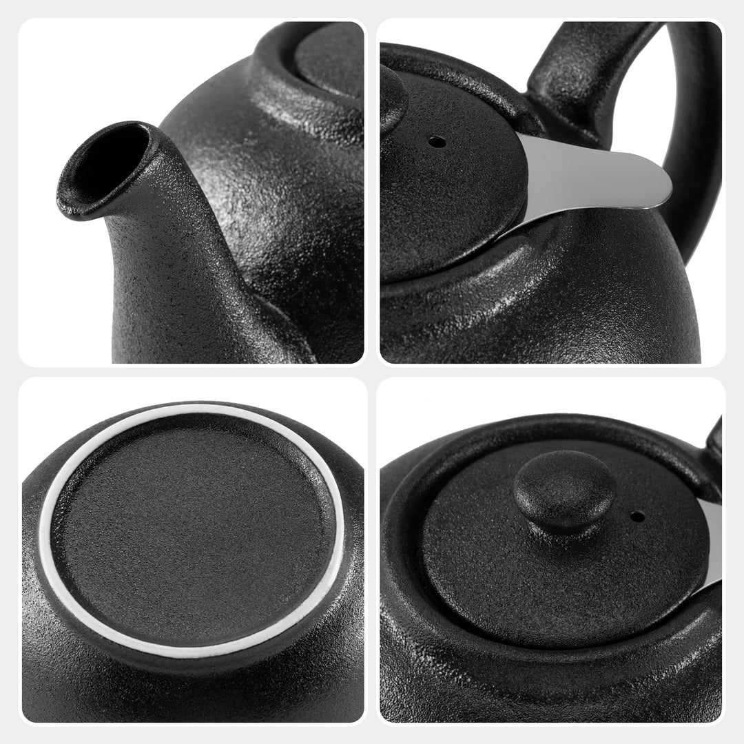 URBAN LIFESTYLE Teekanne Liverpool 1,1 L Schwarz Matt aus Steinzeug mit Siebeinsatz