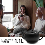 Bild in der Galerie öffnen: URBAN LIFESTYLE Teekanne Liverpool 1,1 L Schwarz Matt aus Steinzeug mit Siebeinsatz
