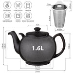 Bild in der Galerie öffnen: Schwarze Teekanne Liverpool Steinzeug - mit Edelstahlsieb