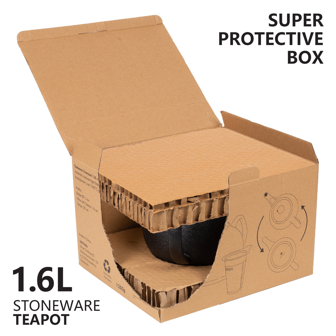 Schwarze Liverpool Teekanne - hitzebeständig und robust