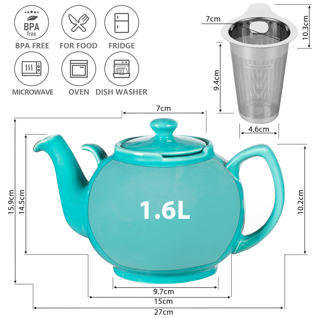 Teekanne Liverpool türkis 1,6L - mit Siebeinsatz Keramik Urban Lifestyle
