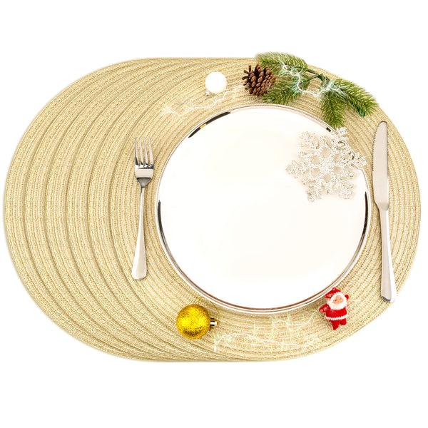 Tischmatten Helena gold rund - Ø 38cm 6er Set