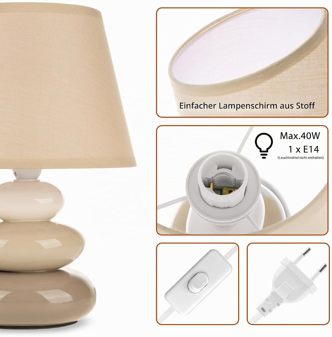 Tischlampe Lina Taupe glänzend – Detailansichten