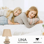 Bild in der Galerie öffnen: Tischlampe Lina Taupe glänzend – Anwendungsbeispiel