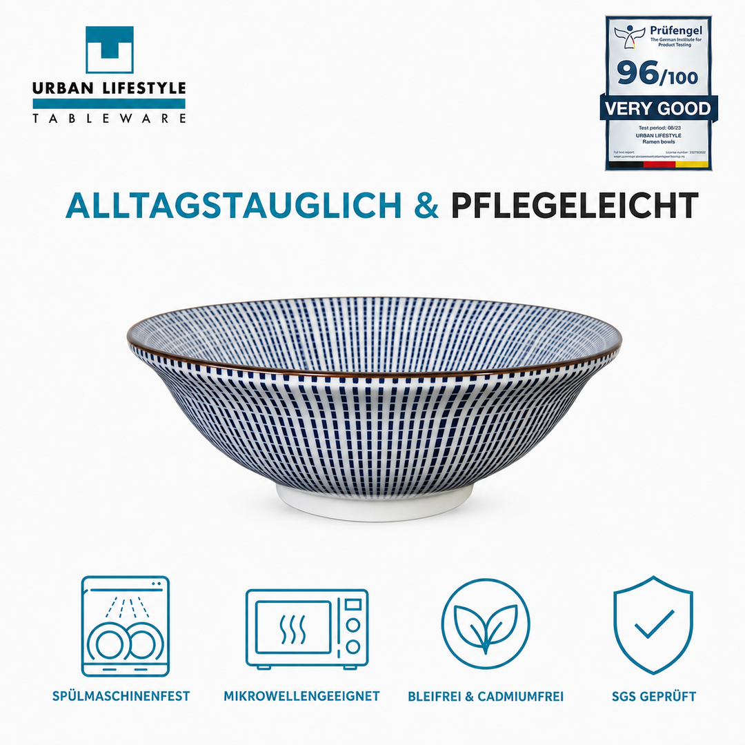 Ramen-Schüssel-Set Tokusa – Porzellan, 20 cm, 2er-Set