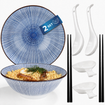 Bild in der Galerie öffnen: Ramen-Schüssel-Set Tokusa – Porzellan, Ø 20,5 cm, Komplett-Set für 2 Personen