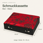 Bild in der Galerie öffnen: Maßgrafik der Schmuckkassette – 16 × 16 cm – Rot, Klein.
