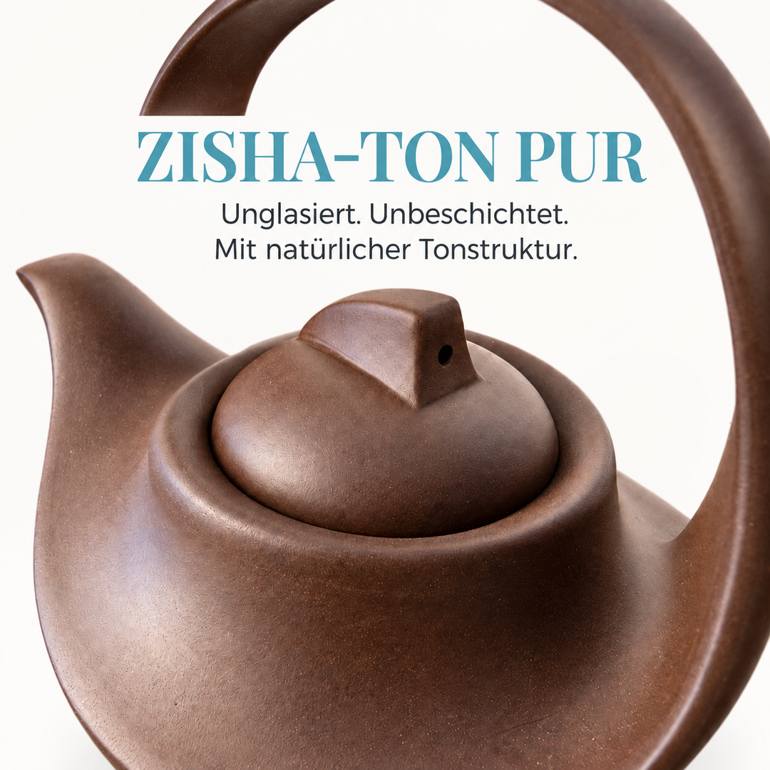 Zisha-Ton pur: unglasierte und unbeschichtete Yixing-Teekanne mit natürlicher Tonstruktur