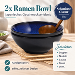Bild in der Galerie öffnen: Ramen-Schüssel-Set Yuna – Keramik, Blau, 2er-Set